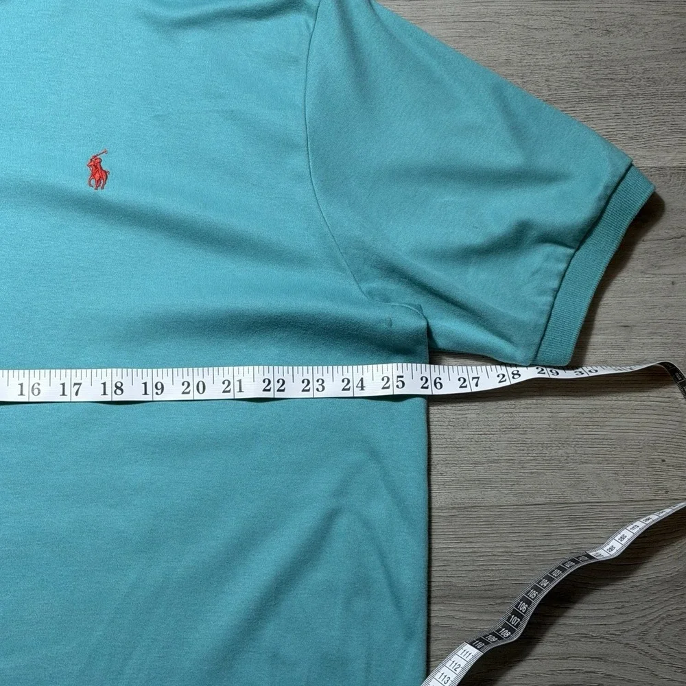 Ralph Lauren Polo Mens XL Short Sleeve Casual Long Tail Summer Aqua‎ Yellow Pony